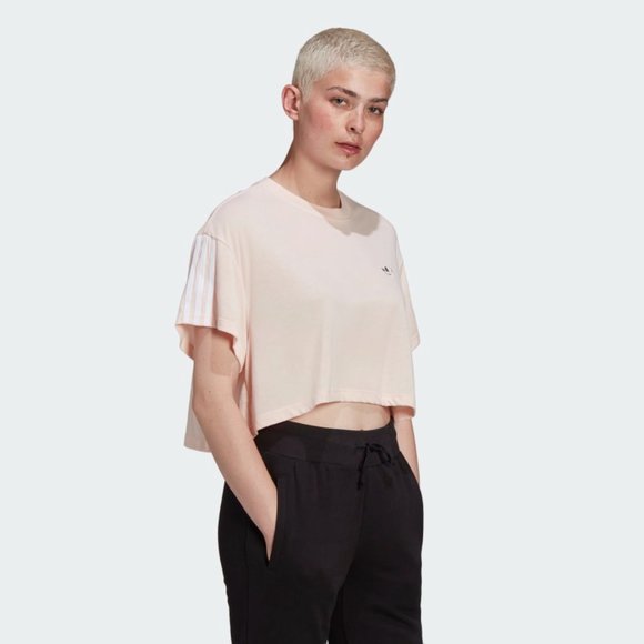 Adidas Cropped Tee in Pink Tint - Picture 6 of 11